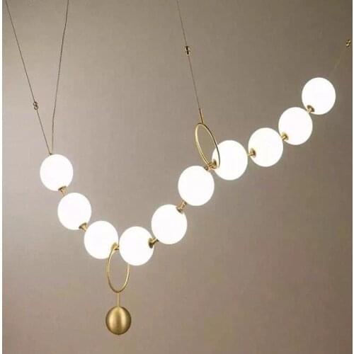 NEW Postmodern Loft Glass Ball Pendant Lamp Creative Necklace Design Restaurant Hall Led Lights Decro Suspension Light Fixtures