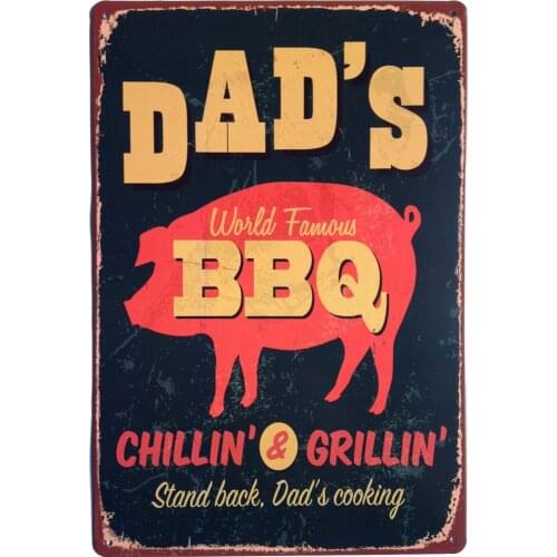 Dads BBQ Stand Back Dads Cooking Vintage Tin Sign Wall Decor 12 x 8