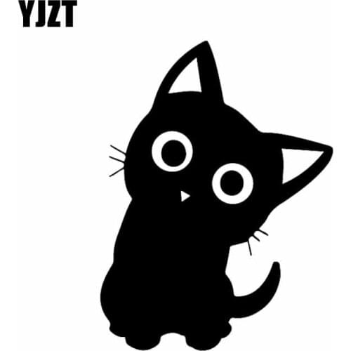 YJZT 11.3X15CM Funny Vinyl Decal Cute Cartoon Kitten Pet Cat Window Decor Car Sticker Black/Silver C24-1828