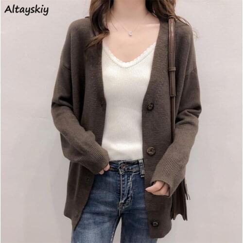 Cardigan Women Solid Basic Cardigans Sweet Minimalist Fashion Chic Womens Clothes Knitting Casual Oversize Ulzzang Daily Office