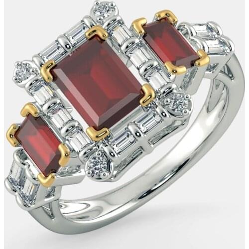 MENGYI High Quality Ring Inlay Red Green Zircon Two-Tone Ring For Woman Luxury Promise Wedding Rings Gift Jewelry