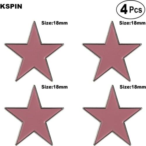 Pink Star Lapel Pin Badge Lapel Pin Flag badge Brooch Pins Badges 4pcs