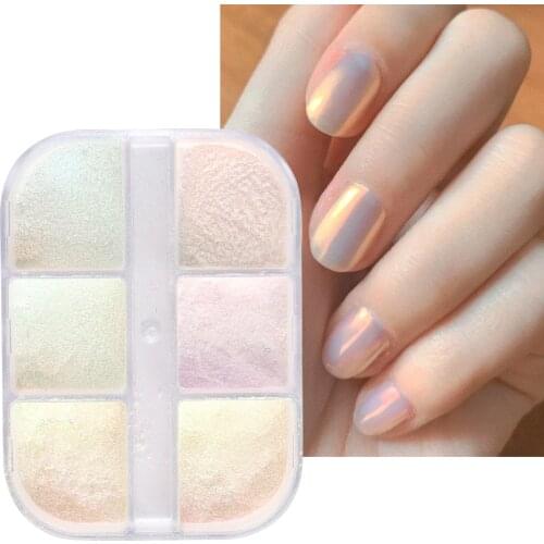 1Set Aurora Mermaid Nail Glitter Powder Neon Shimmer Pearl Mirror Dipping Pigment Sequins For Nails Art Chrome Decoration BE1909