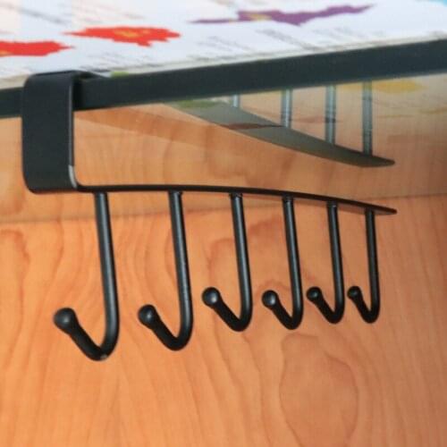 1pcs Kitchen Wardrobe Hook Rack White/Black Multifunction Movable Save Space Storage Rack Iron No Trace Hanging Type