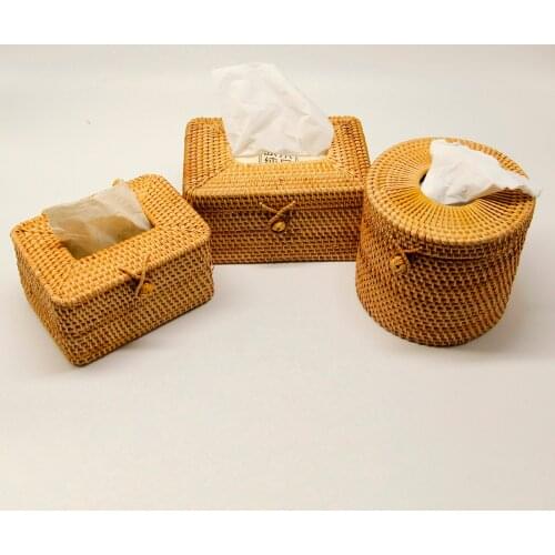1 pc Braided Rattan Tissue Box Exquisite Coffee Willow Biscuit Candy Snacks Basket Holder Tissue Toilet Paper Basket