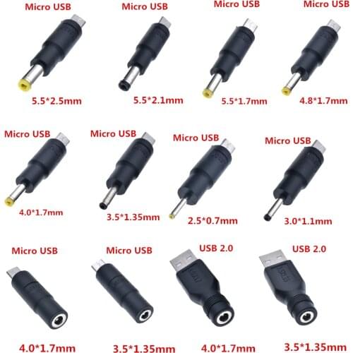 1PCS USB 2.0 Micro USB to DC 3.5*1.35 4.0*1.7 5.5*2.5 5.5*2.1 mm Female Plug Jack Converter Laptop Adapter Connector