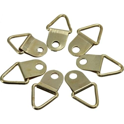 10/40/50/100 PcsGolden Picture Hangers Brass Triangle Photo Picture Frame Wall Mount Hanger Hook Ring Iron Wholesale