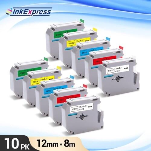 10PK mk 231 Label Tape for Brother MK-231 MK-431 MK-631 Label 12mm Printer Ribbon M Tape for Brother P touch Label Printer PT-80