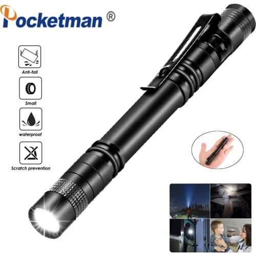 2000 Lumen Bright Mini Portable Flashlight LED Pen Pocket-size Tactical Waterproof Torch Multifuntional Camping Fishing Outdoor