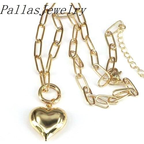 5Pcs hot luxury top quality gold plating heart necklace,oval link chain necklace charm Best Couple Jewelry Gift