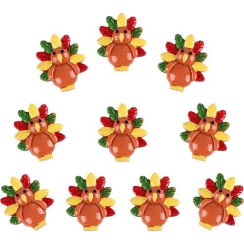 50pcs Turkey for Thanksgiving Resin Scrapbooking Hair Bow Clip Center Crafts Embellishment Charms Cabachons