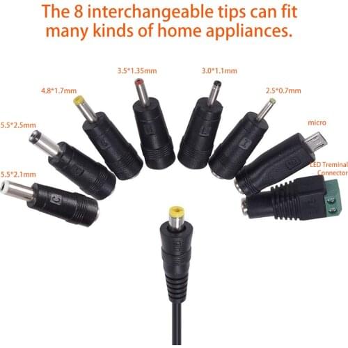 8 Interfaces Switching Power Adapter 30W US/UK/AU/EU Universal 3V 4.5V 5V 6V 7.5V 9V 12V AC DC Converter + 5V 2.1A