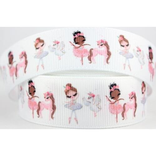 9/16/22/25/38/57/75mm white cartoon dancing girls grosgrain ribbon 10/25/50 yards DIY gift wrap sewing wedding decor ribbon