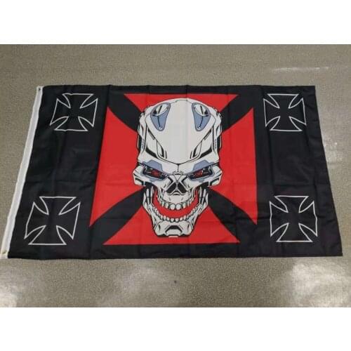90x150cm Machine Skull bone Jolly roger pirate flag