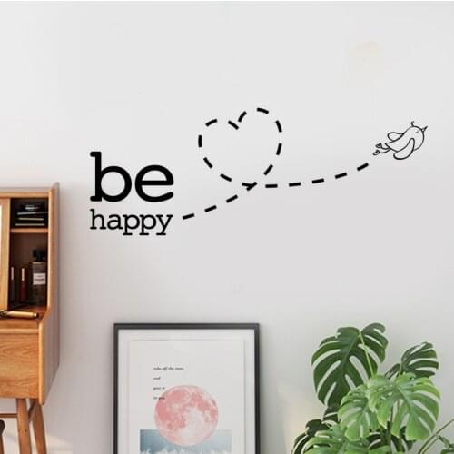 Be Happy Bird PVC Wall Stickers Art Design Stickers Home Decoration Wall Decals Glass Window Stickers Home Decor for Kids Room