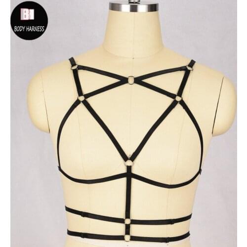 Black Cage Body Harness Top Goth sexy lingerie Modern Witch Occult Moonchild bondage lingerie Sexy Fetish body harness cage bra