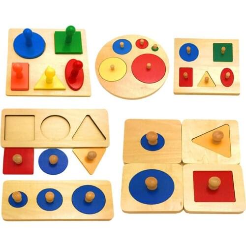Baby Montessori Wooden Knob Puzzle Peg Board Geometric Shape Kids Toys Educational Learning Toys for Children Baby Gifts