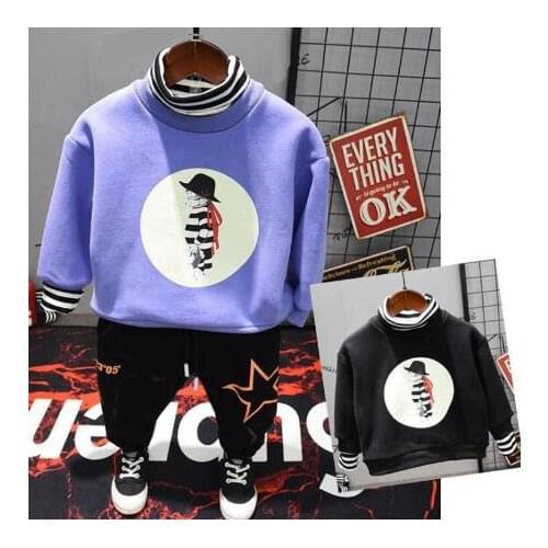 Kid sets Boy Clothes Plush sweater plush pants winter Fashion Baby BoyFashion warmth thickening Clothing Sets