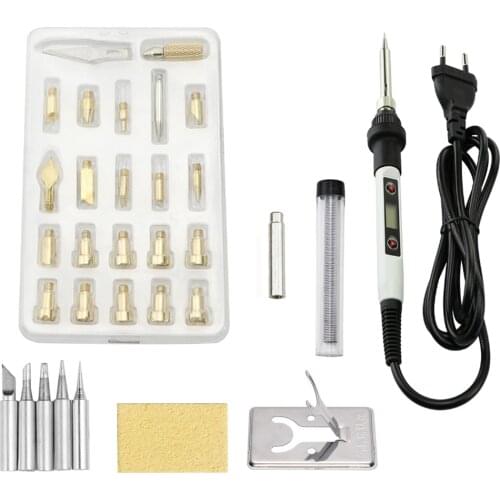 Adjustable Temperature Electric Soldering Iron DIY Wood Burning Carving Soldering Iron Pen Welding Wood Embossing Repair Set