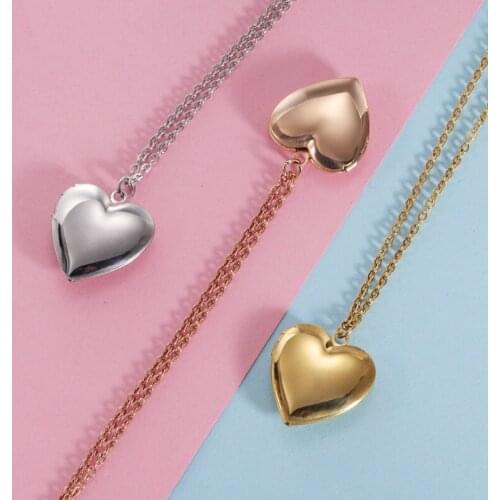 Fnixtar 10Pcs 45cm Photolocket Pendant Necklace Mirror Polish Stainless Steel Chain Necklace For Womens Fashion 2021 Jewelry