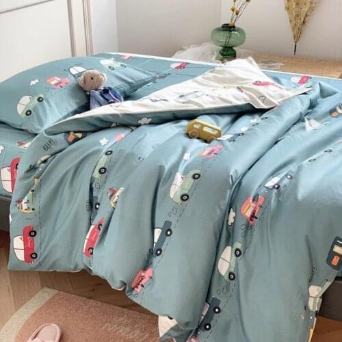 3 Piecs Children Bedding Set Duvet Cover 120x150cm Bed Sheet Pillowcase 100% Cotton Cars Printed All Seasons Baby Bedding Set