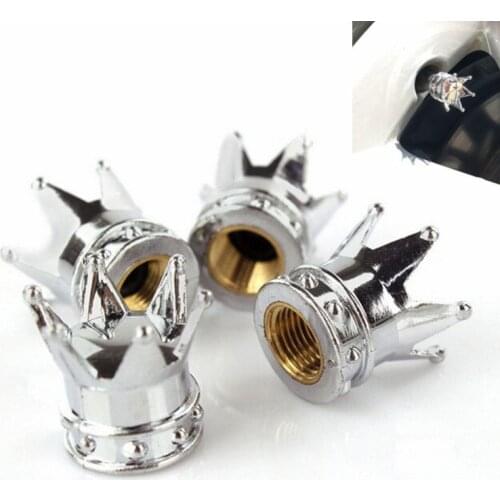 4 Pcs Car Truck Motorcycle Bike Bus Crown tires Wheel Stem Air Valves Cap for cars Tyres Accessories Dustproof Caps Accessories