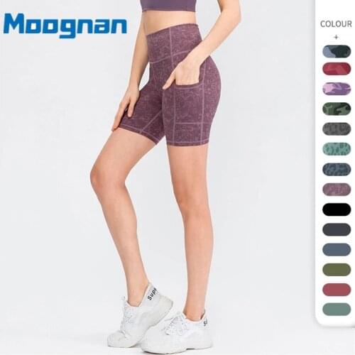 2021 New Summer Sport Shorts Women High Waist Elasticated Seamless Fitness Leggings Push Up Gym Training Gym Tights Pocket Short