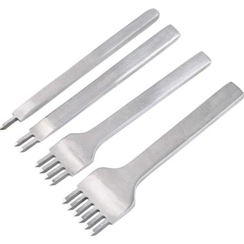 Best Lacing Stitching Chisel Set DIY Leather Craft Tool 4mm Diamond Hole Punches for Leather 1/2/4/6 Prong Perforate Sew Tools