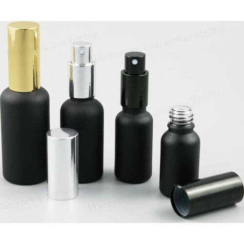 200 x 100ml 50ml 30ml 20ml 15ml 10ml Matt Black Perfume Atomizer Fragrance Bottle With Aluminium Mist Sprayer