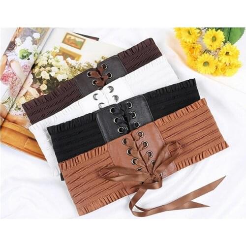 Fashion Elegant Women Ladies Soft PU Leather Wrap Around Corset Cinch Waist Wide Chest Belt Unique Clothes Accessories Waistband