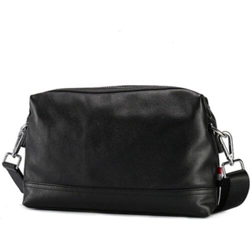 Mens Genuine leather shoulder bag cross-body bag casual day clutch bag mens leather waist bag cell phone pack cigarette box
