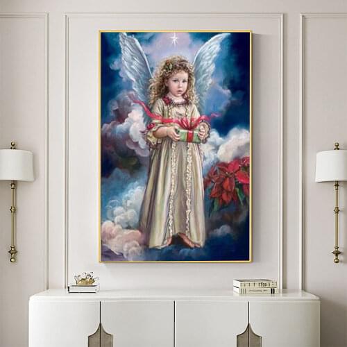 Religion Angel Girl DIY Cross Stitch Embroidery 11CT Kits Needlework Craft Set Cotton Thread Printed Canvas Home Design