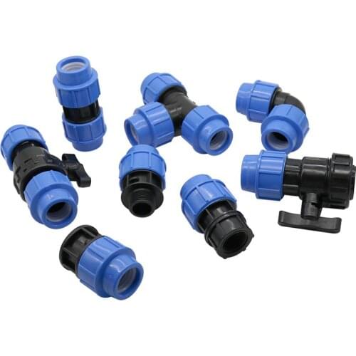 DN32 Pipe Connector Outter Diameter Straight Tee Elbow Connectors Valve Plug Adapter Garden Irrigation Water Tube Connector