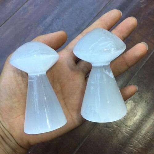 Natural White Selenite Gypsum Mushroom Crystal Stone Reiki Specimen Healing Home Decora Gift