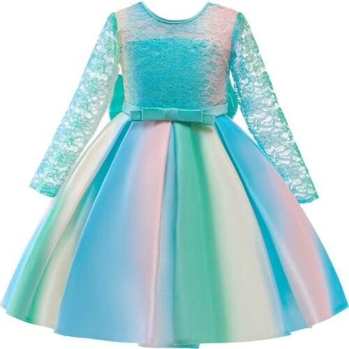 2021 new girls lace color princess dress christmas birthday party evening dress puffy dress skirt girl baby princess dress