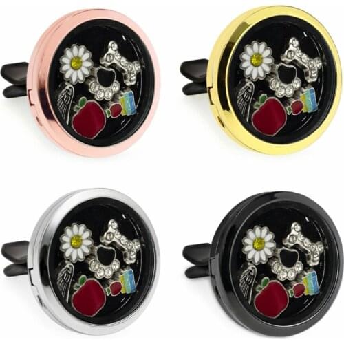 New Glass Locket Car vent clilp Pendant 30mm car diffuser vent clip (free random pads & 5pcs charms)