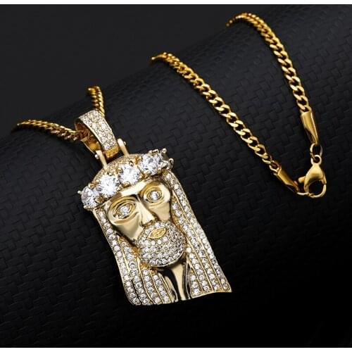 Jesus head Pendant Necklace Gold Color Aesthetic Chain Choker Necklace Trendy Hip Hop Punk Jewelry Necklace women men