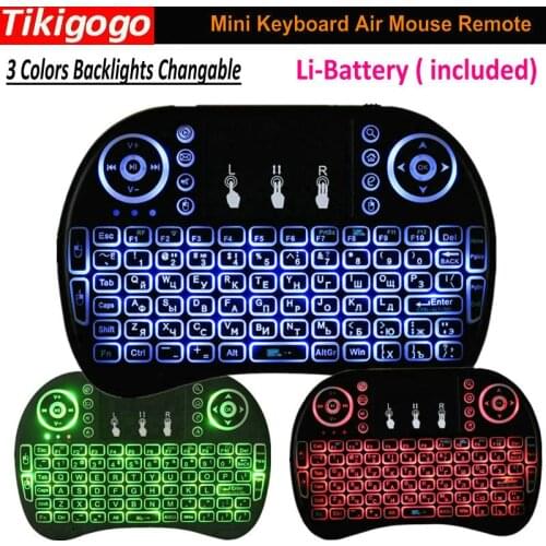 Rechargeable i8 Backlight Russian EN Spanish Arabic Mini keyboard touchpad air mouse for Android Smart TV Box PC remote control