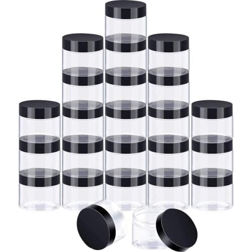 20Pcs 50ML Clear Plastic Round Storage Jars Plastic Containers Jars with Lids for Storage Liquid Empty Cosmetic Containers