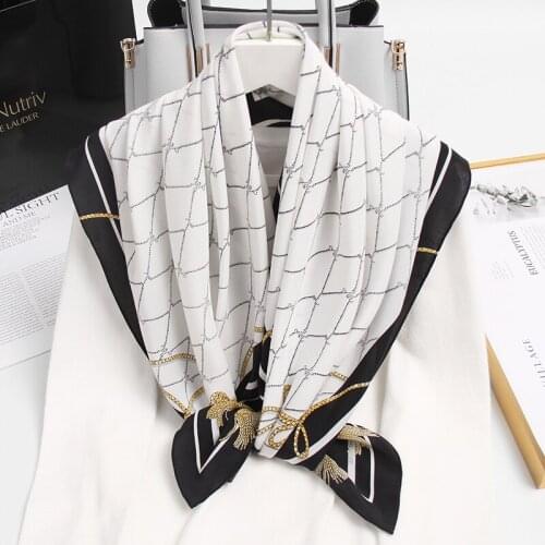 Pure Silk Scarves 88*88cm Square Silk Scarf for Women 2021 100% Natural Silk Wraps Shawls Neckerchief Bandana Womens Head Scarf