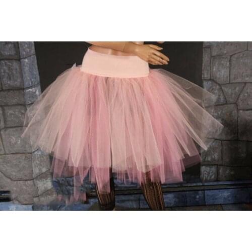 Chic Chic Skirt Short Layered Pink Saias Tiered Tulle Skirt Party Female Wide Elastic Waistband Tulle Skirt Tutu Cheap