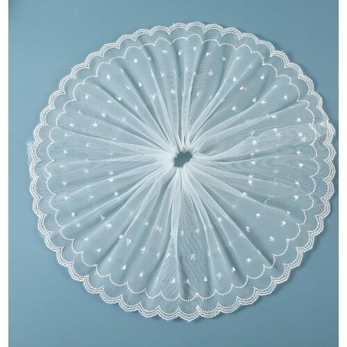 1Yards Embroidery Cord Lace Fabric Sewing Accessories 20cm White Ribbon Dot Lace Skirt Laces For Clothes Guipure Crafts LW19