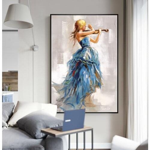 Modern Wall Art Canvas Paintings Girl Playing The Violin Posters And Prints Ballerina Girl Canvas Art Prints For Living Room
