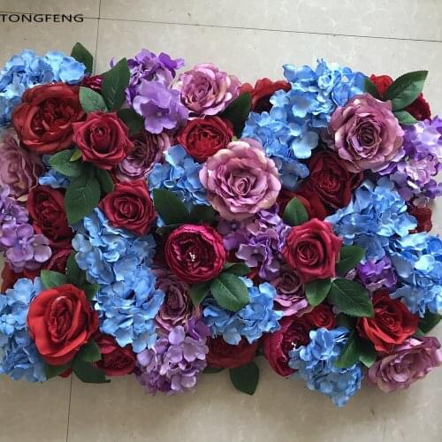Wedding 3D flower wall panel flower runner wedding Artificial silk rose peony wedding backdrop decoration 10pcs/lot TONGFENG