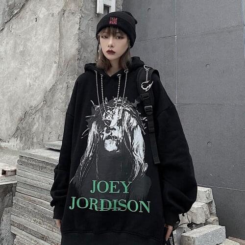 Cool Punk Hoodie Women Japanese Gothic Tops Loose Casual Autumn Long Sleeve High Street Punk Japan Amine Devil Hoodie Streetwear