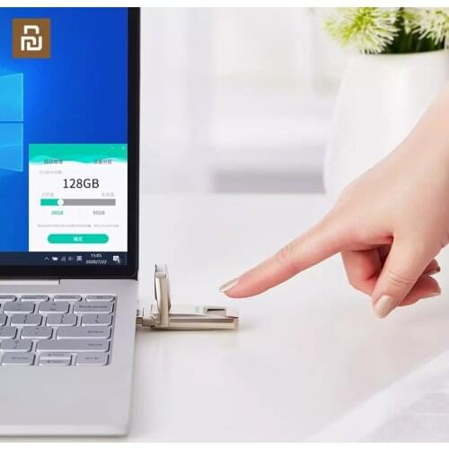 Youpin Youpin new aigo USB3.0 Fingerprint Encrypted Metal U Disk High-speed Transmission Metal Body Compact Size Portable otg