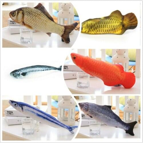 Funny Lifelike Fish Shape Pet Cat Kitten Teaser Cute Simulation Fish Playing Toy Catnip Toy Pillow Doll