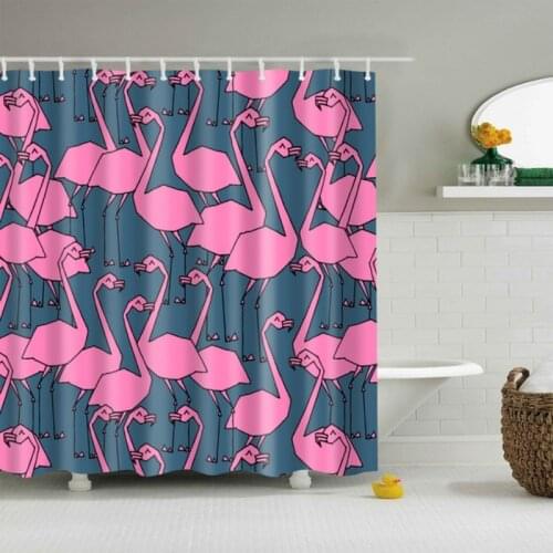 Pink Flamingo Cartoon Animal 3d Printing Bath Polyester Shower Curtain Bathroom Cover Nordic Waterproof Bath Curtains Home Decor