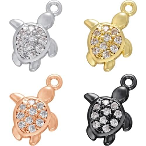 ZHUKOU NEW 4 colors turtle pendant crystal pendant for women DIY handmade jewelry making accessories supplies wholesale VD869