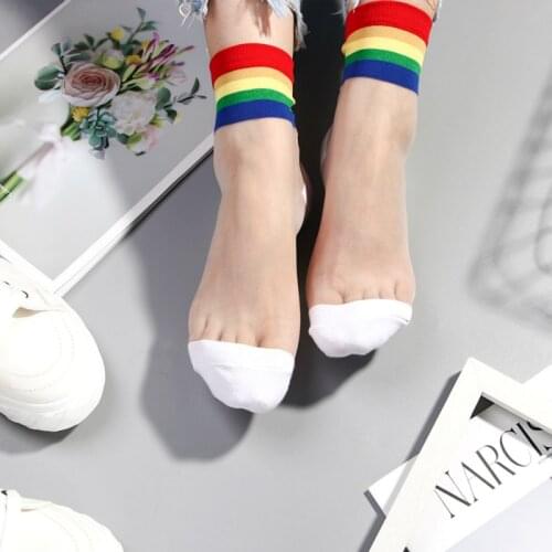 2020 hot new Summer Women Ultrathin Transparent Socks meias Harajuku Striped Crystal Socks Glass Silk Sock Calcetines Mujer best